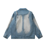Men Denim Jacket Patterned Denim Jacket Men's Stitching Denim Clothes Jacket Autumn