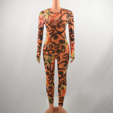 Women Jumpsuit Summer Vintage Printed Tight Jumpsuit