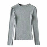 Women T-shirt Fall Women's Clothing Bottoming Shirt round Neck Long Sleeve T-shirt for Women