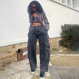 Women Cargo Pants Jeans Women's Wide-Leg Pants Loose Casual Pants