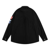 Men Long Sleeve T Shirt Men's Ins Loose Casual Embroidered Lapel Shirt Coat