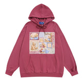 Men Hoodie Cartoon Bear Printed Pullover Hoodie