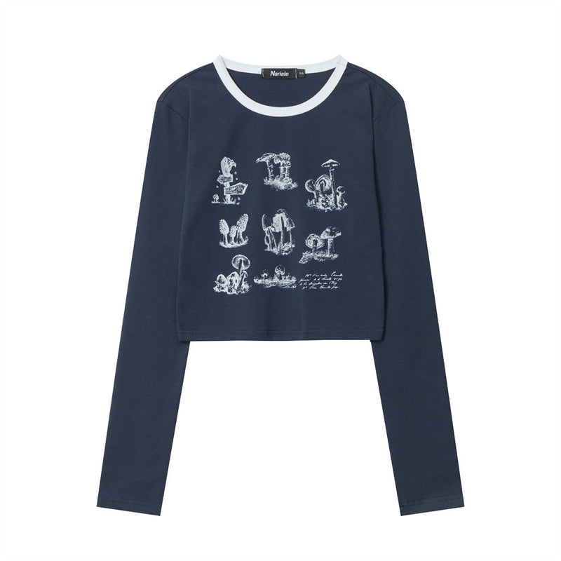 Women Long Sleeve T-Shirt Printed Short-Sleeved T-shirt Women's Spring and Autumn Casual