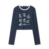 Women Long Sleeve T-Shirt Printed Short-Sleeved T-shirt Women's Spring and Autumn Casual