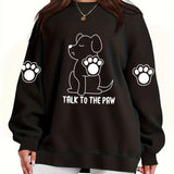 Plus Size Dog Print Sweatshirt Casual Long Sleeve