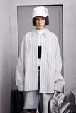 Unisex Jacket Autumn Contrast Color Striped Shirt