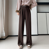 Palazzo Pants Straight Casual Suit Pants Women's Solid Color High Waist Wide Leg Pants Long