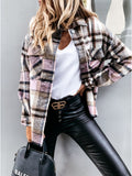 Plaid Trench Coat Autumn and Winter Long Sleeve Plaid Coat