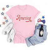 National Flag Day T Shirts Summer Women's Short Sleeve T-shirt Independence Day round Neck