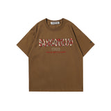 Men T Shirt Camouflage Print Distressed Short Sleeve T-shirt Male and Female Trendy Brand Couple