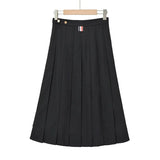 Women Skirt Summer High Waist Preppy Style Pleated Skirt Skirt