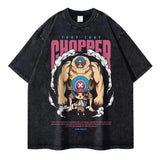 Portgas D Ace T-shirts Vintage Washed Anime T Shirt Luffy