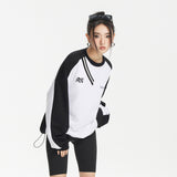 Unisex Hoodie Sweater round Neck Preppy Style Top Loose Retro Sports