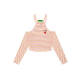 Women Sweater Short Sweater Women Casual Contrast Color Embroidered Long Sleeve