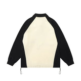 Men Hoodie Five-Pointed Star Embroidered Sweater Men's Loose Color Contrast Patchwork Lapel