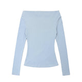 Women Long Sleeve T-shirt Floral-Print off-Shoulder Long Sleeve T-shirt for Women Autumn Cotton