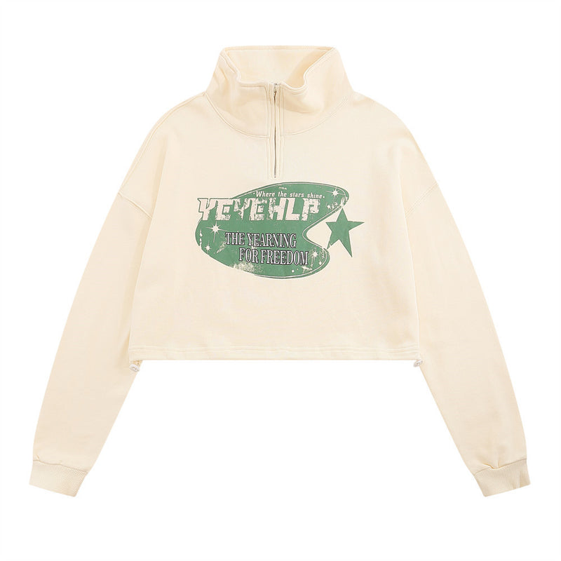 Women Hoodie Short Sweater Girls' Autumn Loose Top