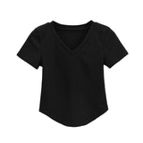 Women T-Shirt Summer V-neck Short Sleeve T-shirt