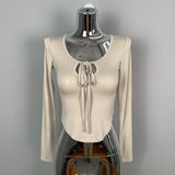 Women Long Sleeve Shirt Bottoming Shirt Curved Top Autumn Long Sleeve