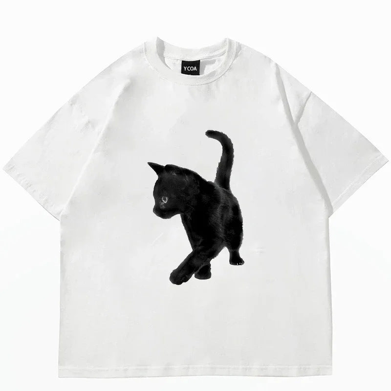 Top Women Cute Cat Printed Short Sleeve T-shirt