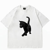 Top Women Cute Cat Printed Short Sleeve T-shirt