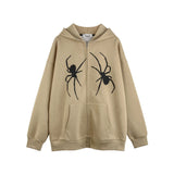 Men Hoodie Hooded Coat with Masked Zipper Men's Spider Web Puff Print Cardigan Sweater