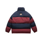 Unisex Sweater Winter Wide Striped Contrast Color Cotton Jacket