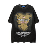 Men T Shirt Street Wash T-shirt Male and Female Trendy Brand Hip Hop round Neck Short Sleeve