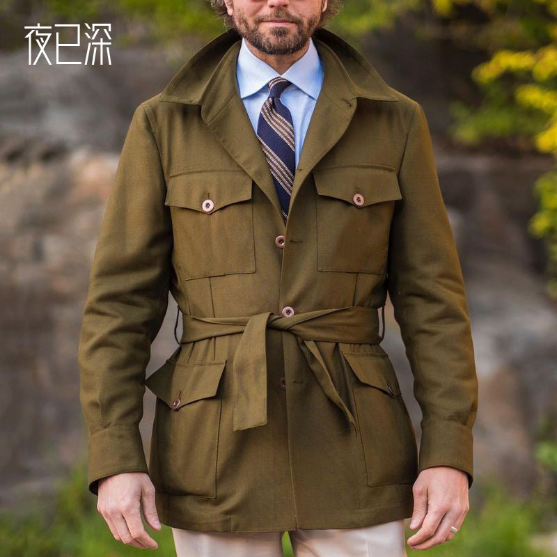 Men Jack Men's Jacket Mid-Length Slim Fit Casual