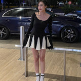 Women Dresses Autumn Bow Flared Sleeves Long Sleeves Dress