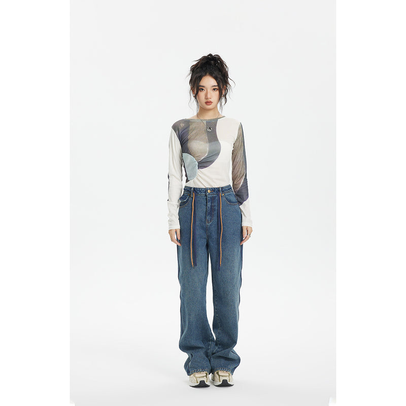 Unisex Jeans Vintage Men and Women Washed Loose