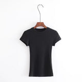 Women T-Shirt round Neck Summer Tight Short Sleeve Top