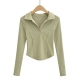 Women T-Shirt Short T-shirt for Women Spring and Autumn Slim Long Sleeve Top