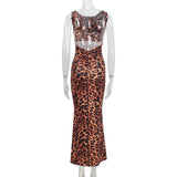 Women Desses Sleeveless Leopard Print Dress