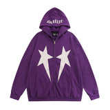 Men Hoodie Five-Pointed Star Printed Hooded Jacket
