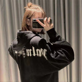 Palm Angle Hoodie Palm Angels Back Letter Logo Velvet Padded Hooded Sweatshirt