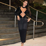 Women Jumpsuit Women's Winter Mesh Stitching Long Sleeves Dress