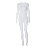 Women Jumpsuit Spring Fashion Slim Fit round Neck Long Sleeves Jumpsuit