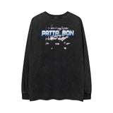 Men Long Sleeve Shirt Personality Vintage Print Distressed Long Sleeve T-shirt Men and Women Loose