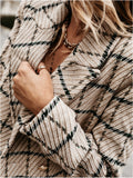 Plaid Trench Coat Autumn and Winter Long Sleeve Suit Collar Double Breasted Woolen Coat