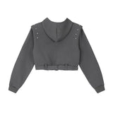 Women Hoodie Short Hooded Sweater Girls' Autumn Long Sleeve Hoodie