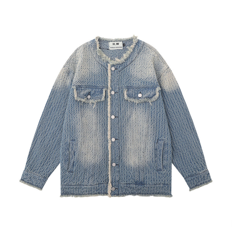 Men Denim Jacket Washed and Worn Denim Jacket Men's Loose