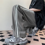 Men Sweatpants Ice Silk Leggings Striped Mopping Casual Trend All-Matching Straight