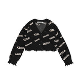 Women Sweater Knitted Cardigan Women's Spring and Autumn Distressed Frayed Sweater