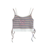 Women Vest Color Striped Vest Girls Summer Casual Short Sling