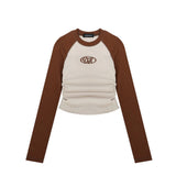 Women Long Sleeve T-Shirt Color Matching Long Sleeve T-shirt for Girls Spring and Autumn Casual