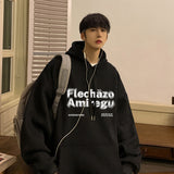 Men Hoodie Sweater Men's Spring and Autumn Retro Loose Hooded Coat