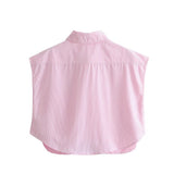 Women T-Shirt Striped Stitching Loose Shirt Top