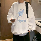 Men Hoodie Sweater Loose Crew Neck Top Trendy Ins Hong Kong Style