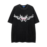 Men T Shirt Washed and Worn Short-Sleeved T-shirt Men's Retro